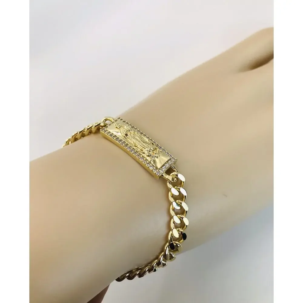 14K Gold Plated Virgin Mary Bracelet Oro Laminado Virgen De Guadalupe Pulsera